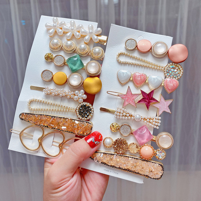 Hair Clip Pearl Geometric Set  Hair Accessories Set Hairpin